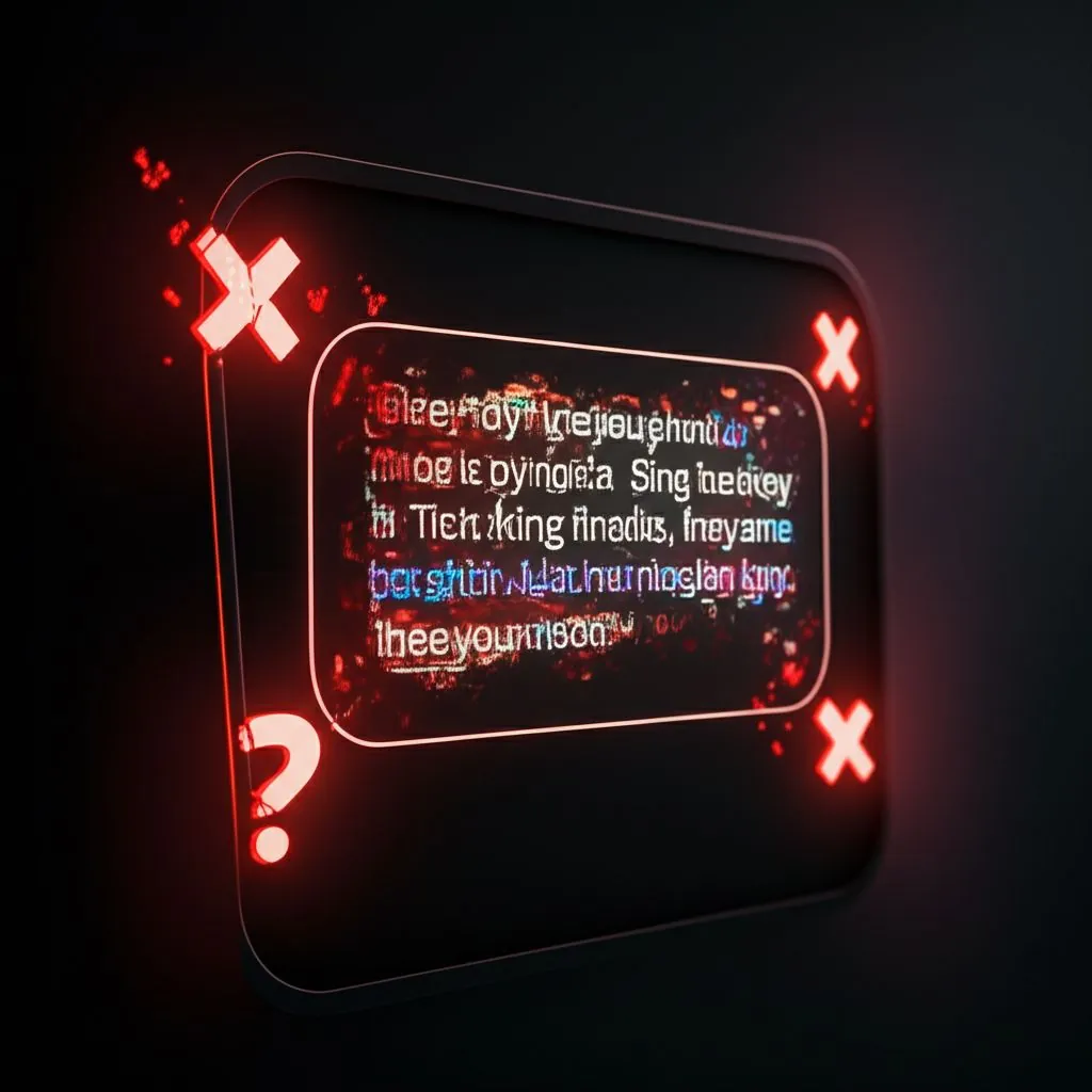 AI hallucination showing a chatbot giving a nonsensical answer with question marks and error symbols.