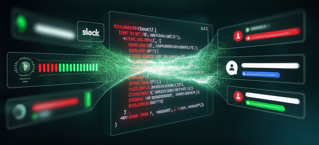 다양한 개발 워크플로우 도구(IDE, CI/CD, Slack)에 AI 에러 해결 솔루션이 통합된 모습