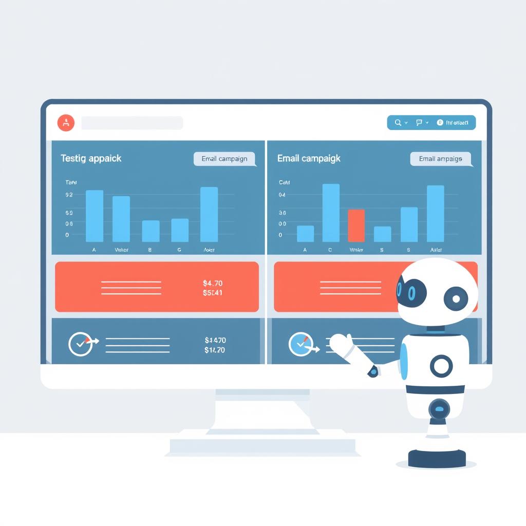 AI가 이메일 제목을 자동 생성하고 A/B 테스트 결과를 분석하는 화면