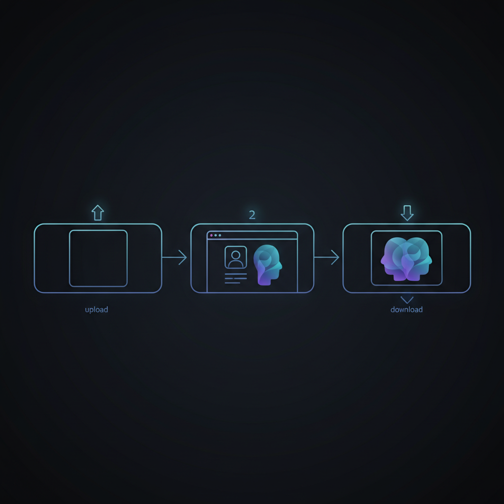 Face Swapper 웹사이트의 얼굴 합성 결과 예시 - 전후 비교가 명확히 보이는 이미지