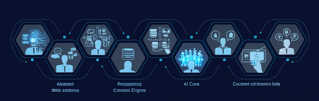 A diagram showing data input, AI processing, personalized content output, and user feedback loop