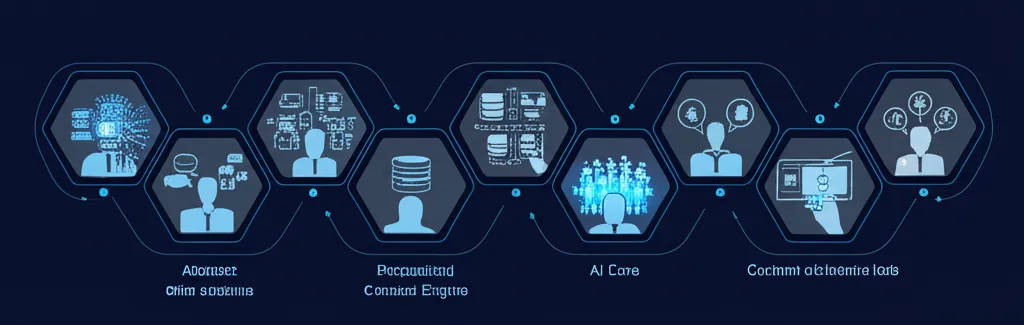 A diagram showing data input, AI processing, personalized content output, and user feedback loop