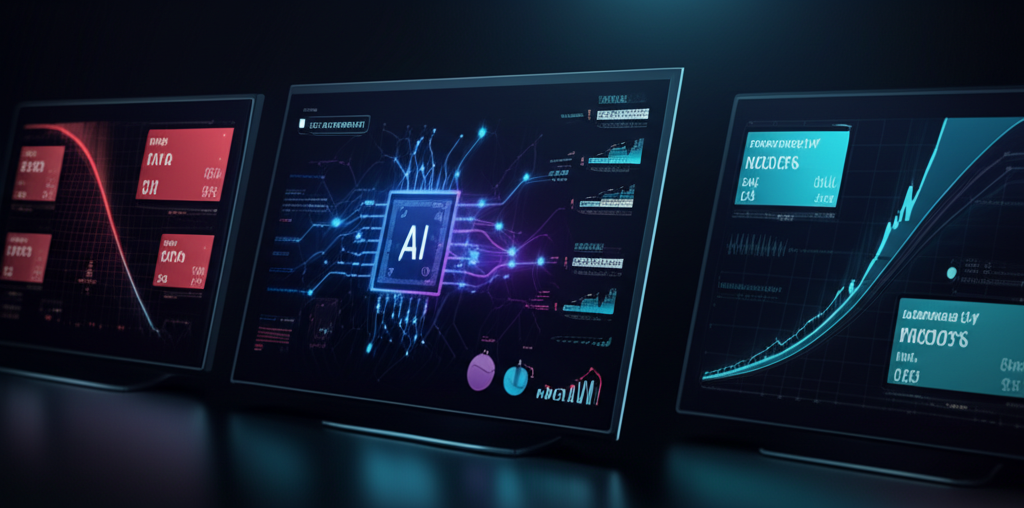 A clear, professional infographic showing "Churn Rate vs. LTV" with two opposing arrows and a central "AI Predictive Analytics" icon, illustrating how AI reduces churn and increases LTV.