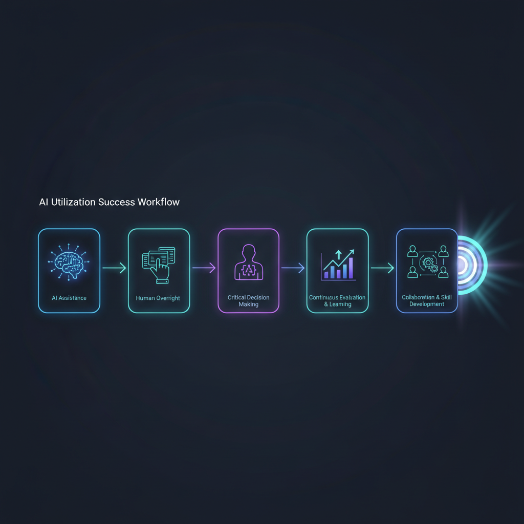 A futuristic office setting where AI tools assist humans in report generation, emphasizing collaboration
