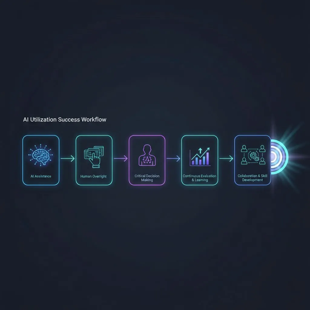 A futuristic office setting where AI tools assist humans in report generation, emphasizing collaboration
