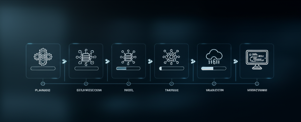 맞춤형 AI 모델 구축의 각 단계를 간결하게 표현한 플로우차트