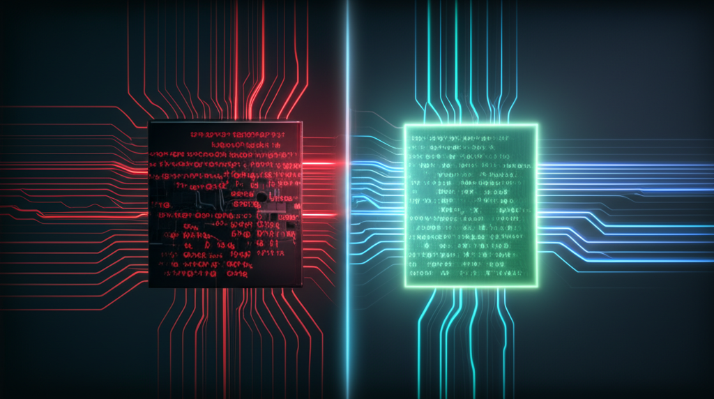 A complex network diagram representing AI opacity, with regulatory symbols (e.g., EU flag, legal scales) superimposed, showing pressure on a black box AI system.