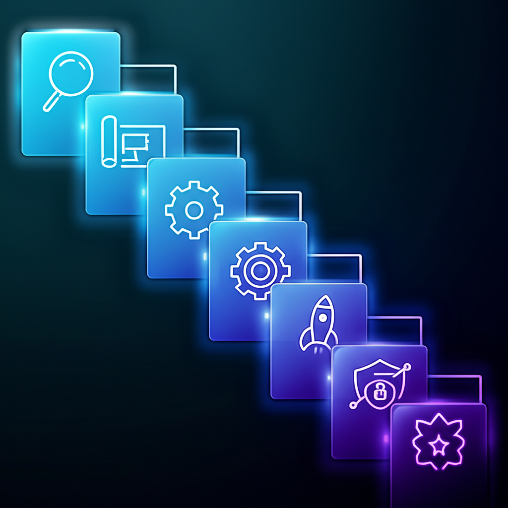 Flowchart illustrating the 7-step process for GenAI legacy system integration