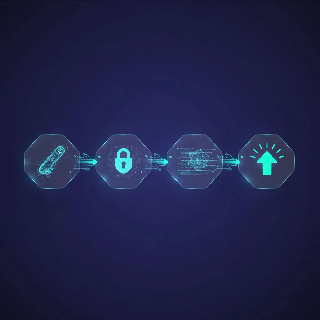 Illustration of Google AI Studio interface with Gemini API integration flowing into various applications (chatbot, data analysis, content generation)