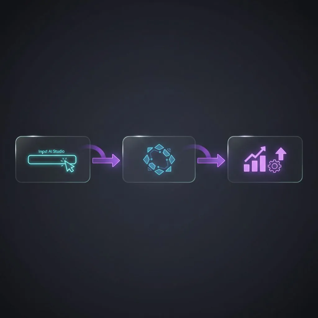 A digital brain connecting to various business icons like money, gears, and documents, symbolizing the importance of AI prompts for business outcomes.