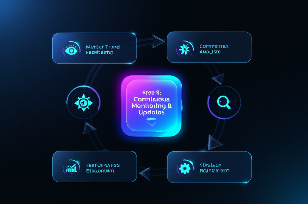 a person typing a detailed prompt into an AI interface with market data results and strategic recommendations displayed