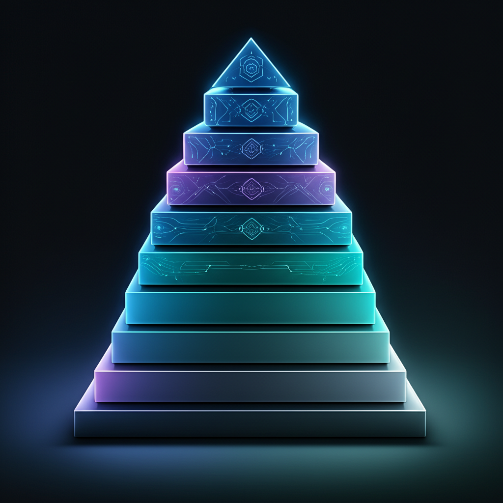 A seven-step circular diagram illustrating the Responsible AI framework development process, with each step representing a stage from vision to continuous improvement.