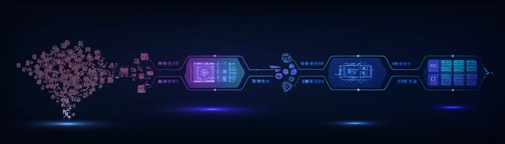A conceptual image showing gears interlocking, representing the synergy between Zapier and ChatGPT, with a faint glow symbolizing efficient automation and cost savings.