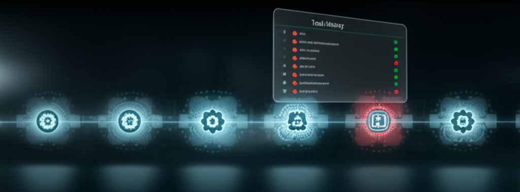 A person carefully reviewing AI-generated social media posts on a tablet, with a checklist and editing tools nearby, emphasizing human oversight.